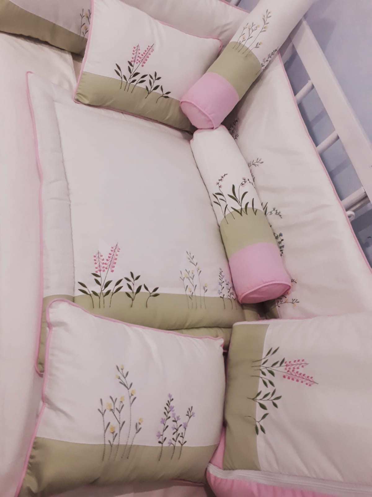 Luxury Handmade 25PCS Nursery Crib Cotton Bedding Sets Collection Size 80x140 CM - Tweed