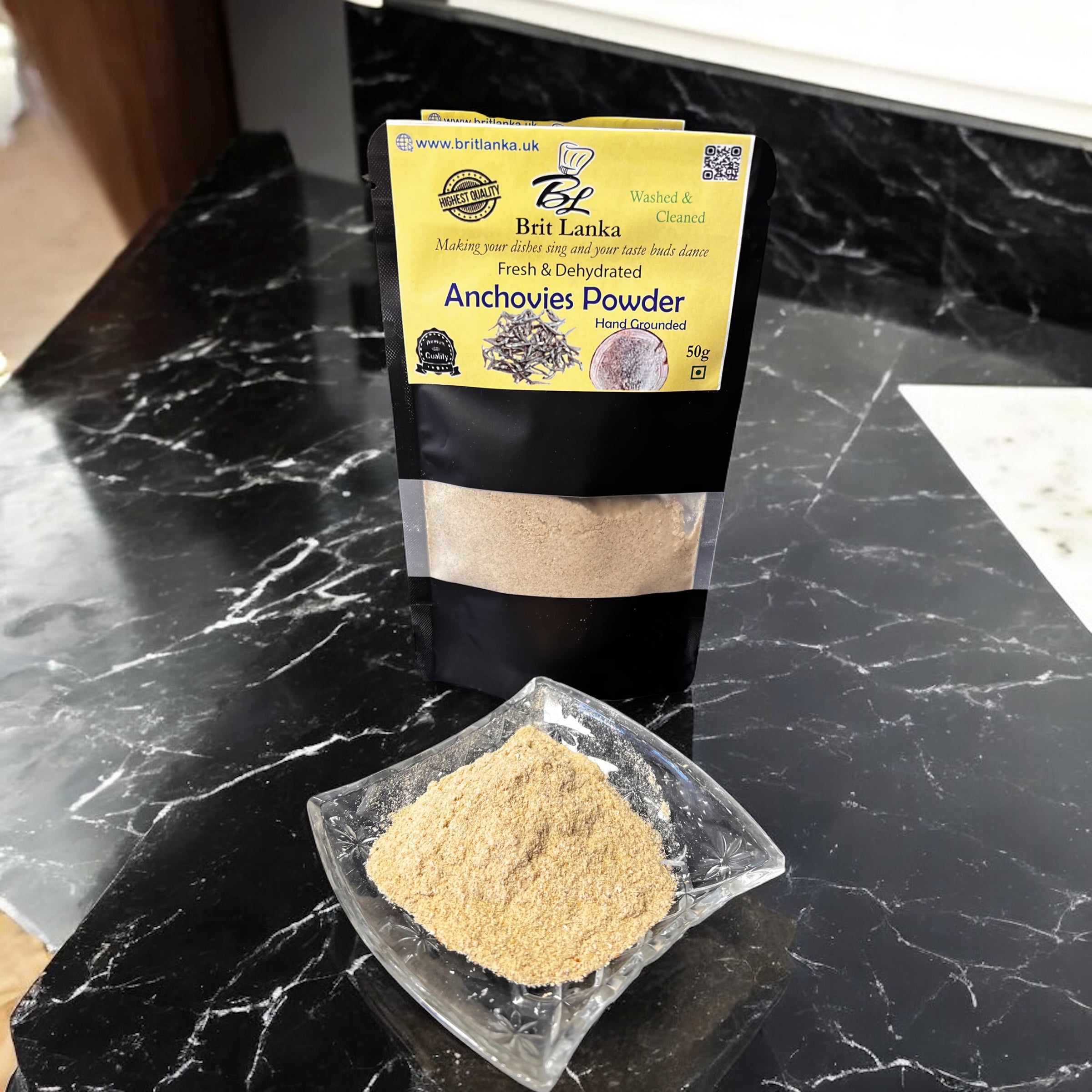 Ceylon Washed & Clean Dehydrated Hand-Ground Anchovies Powder | Fresh Natural UK | 50g