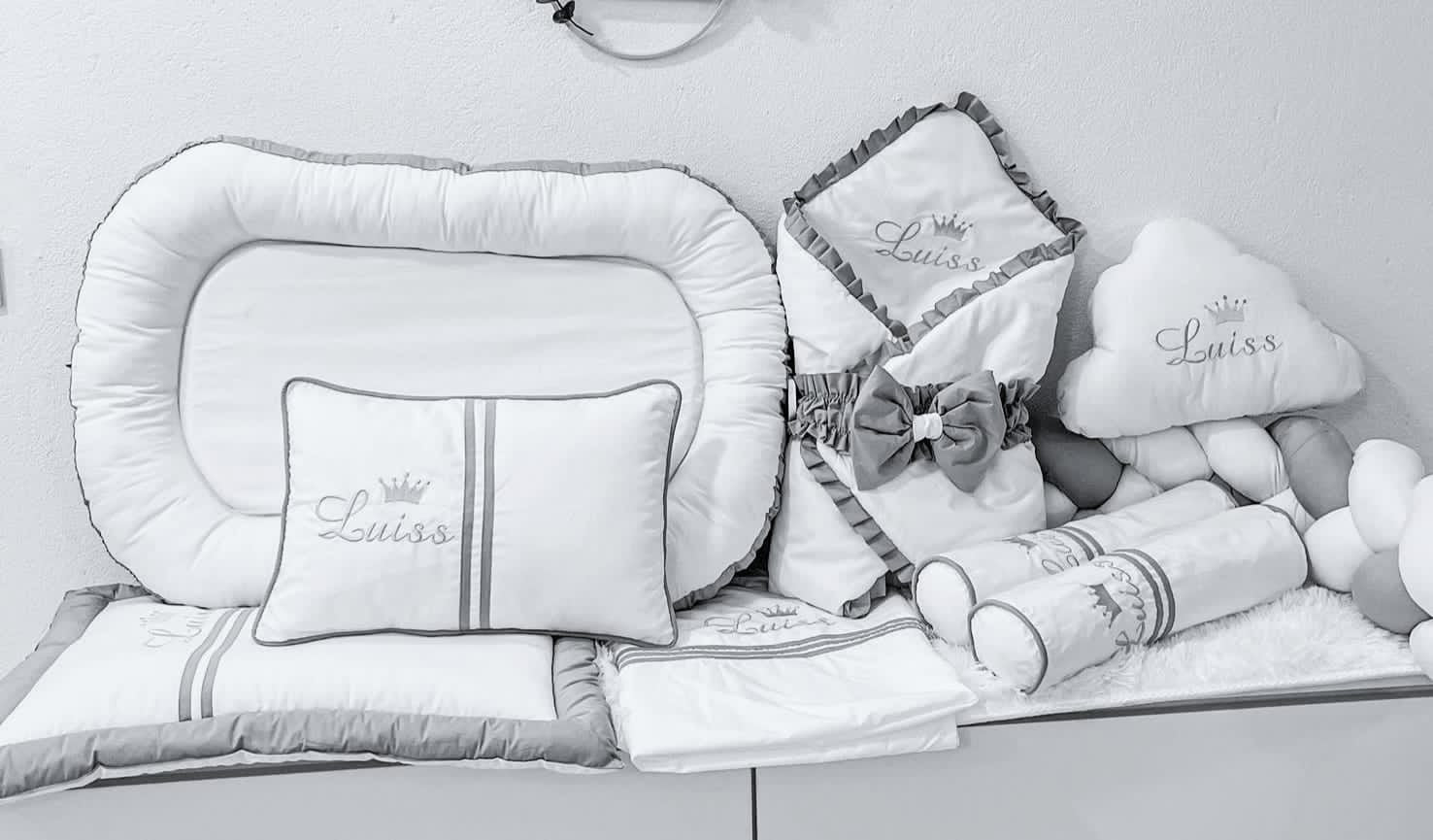 Luxury Handmade 25PCS Nursery Crib Cotton Bedding Sets Collection Size 80x140 CM - Lace