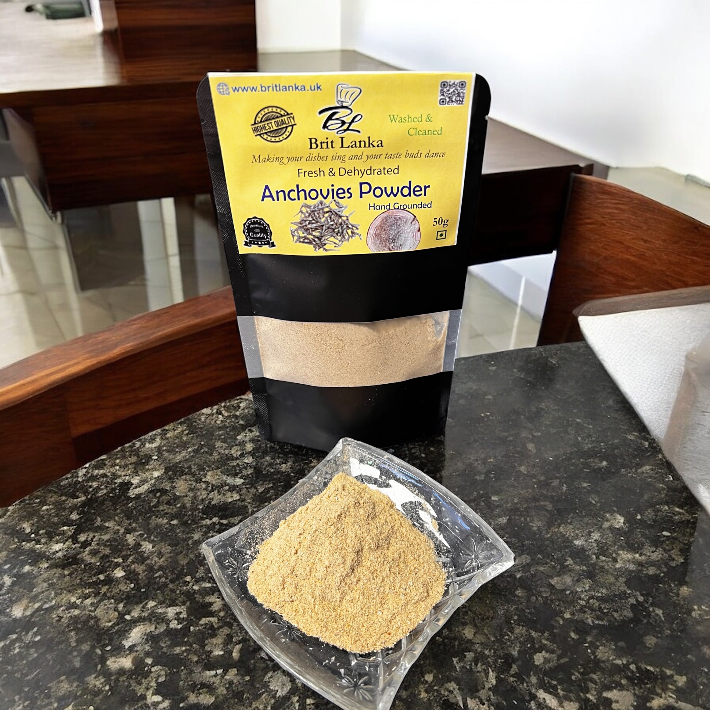 Ceylon Washed & Clean Dehydrated Hand-Ground Anchovies Powder | Fresh Natural UK | 50g