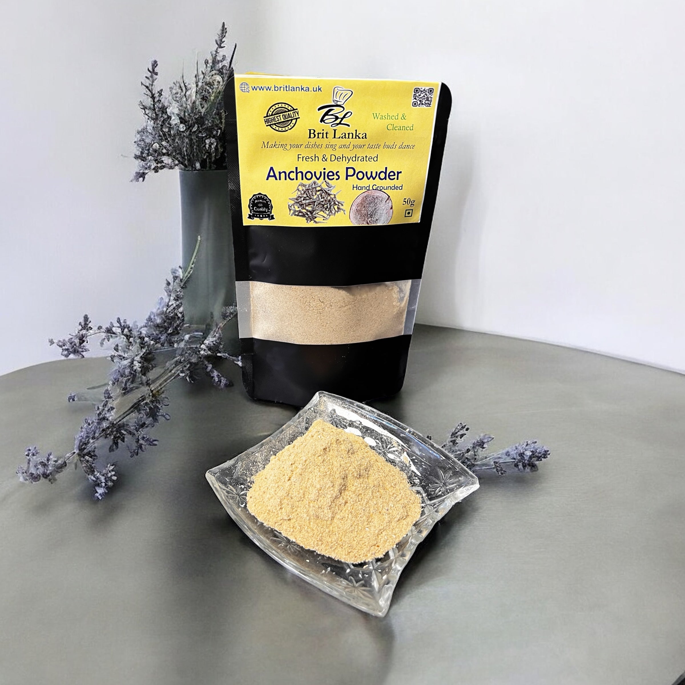 Ceylon Washed & Clean Dehydrated Hand-Ground Anchovies Powder | Fresh Natural UK | 50g