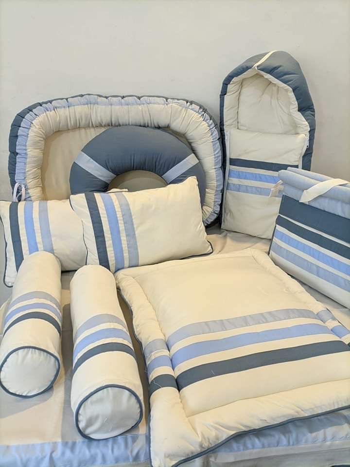 Luxury Handmade 25PCS Nursery Crib Cotton Bedding Sets Collection Size 80x140 CM - Tweed