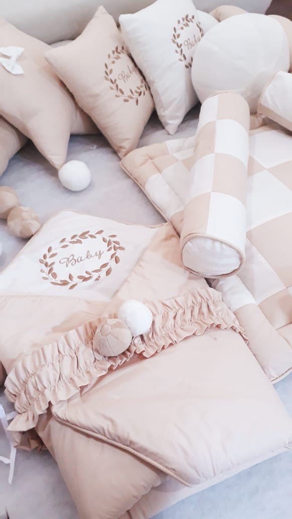 Luxury Handmade 25PCS Nursery Crib Cotton Bedding Sets Collection Size 80x140 CM - Mesh