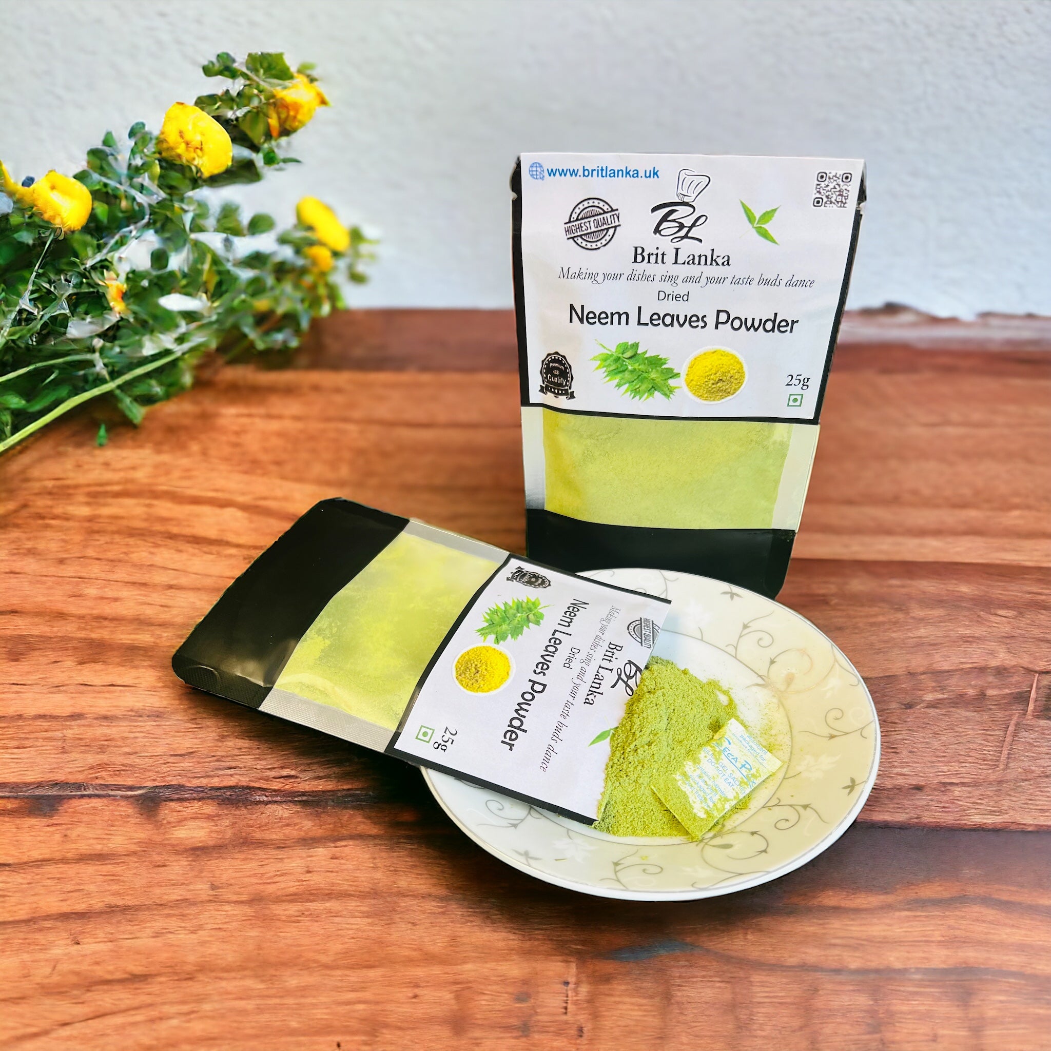 Hand-Grind Neem Leaves Powder 25g | Pure Ceylon Kohomba