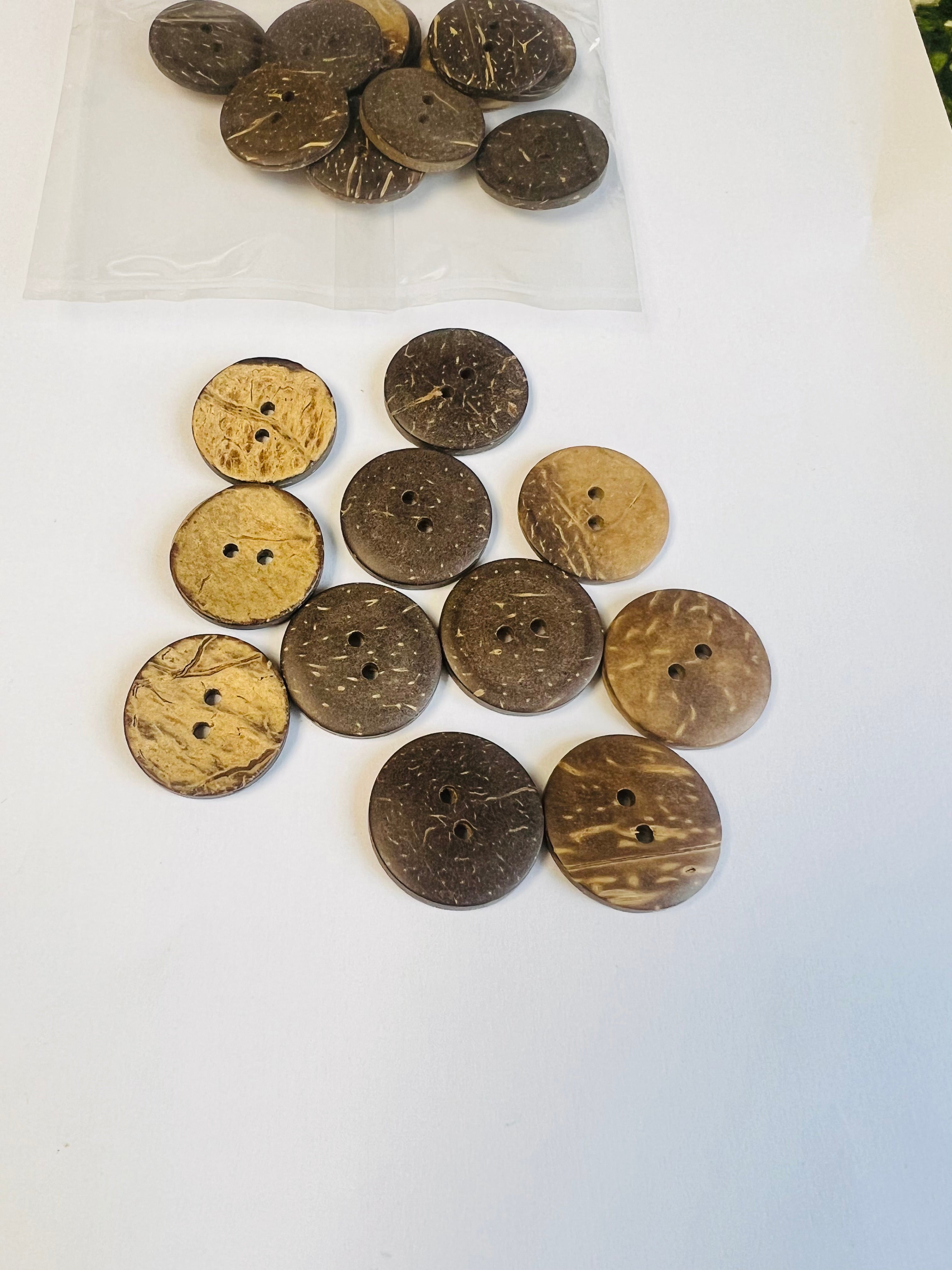 Handmade Coconut Shell Buttons – 12 pcs | Natural Eco-Friendly Sewing Set
