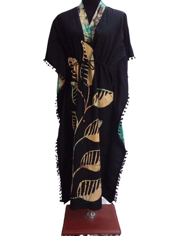 Batik Kaftan Cotton - with free Scrunchie - Black &amp; Brown