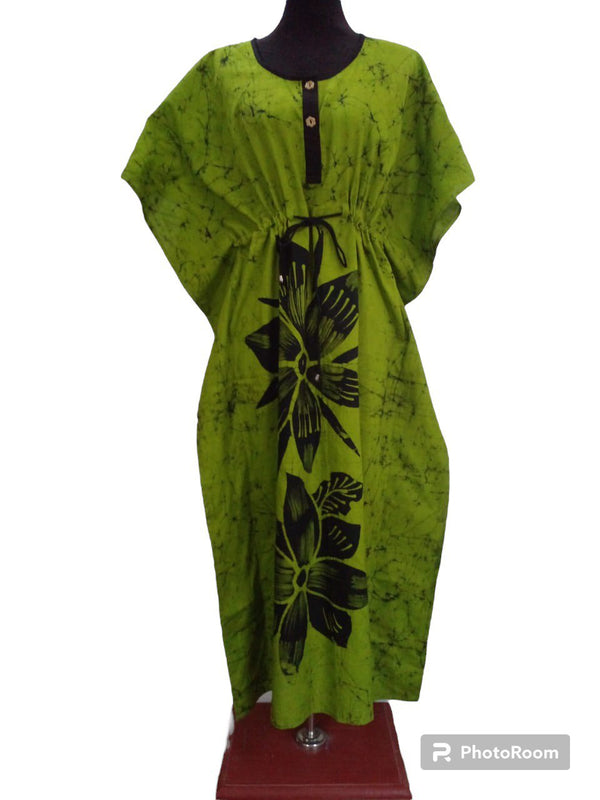 Batik Kaftan Cotton - with free Scrunchie - Green