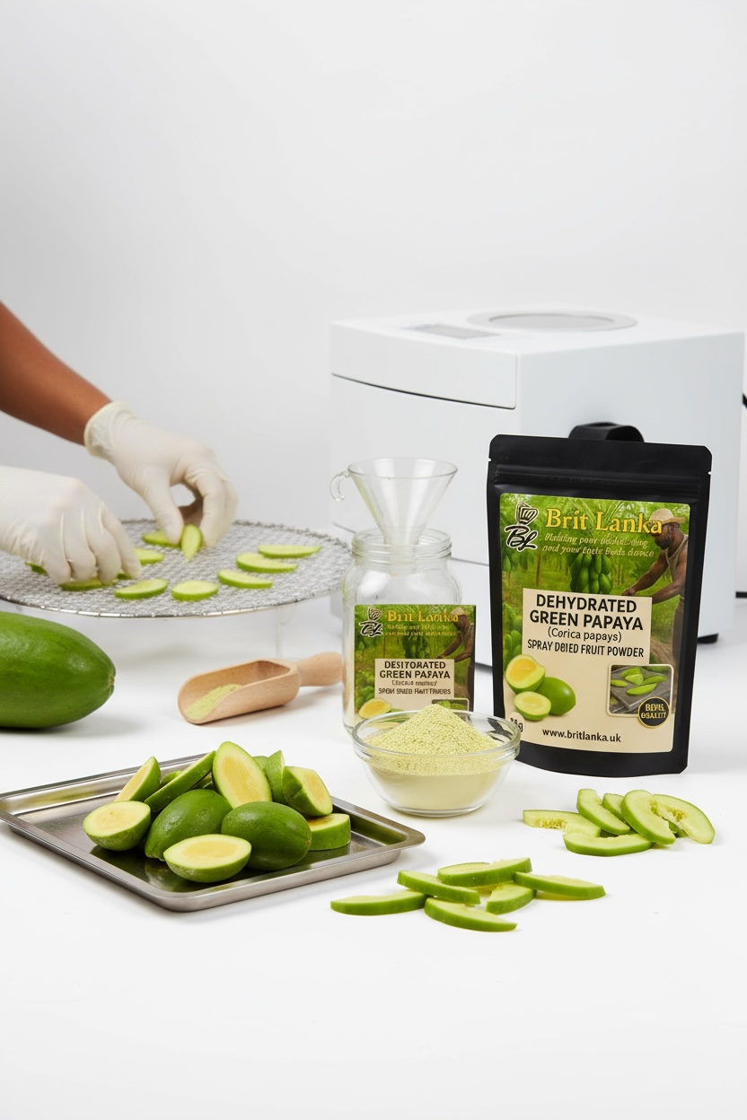 Brit Lanka Green Papaya Powder Raw Kaccha Vegan Gluten-Free Superfood for Smoothies Salads Desserts”