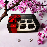 6 Hole cupcakes boxes with Red Ribbon bow