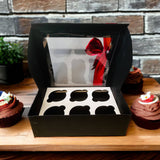 6 Hole cupcakes boxes with Red Ribbon bow