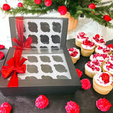 12 Hole cupcakes boxes with Red Ribbon bow