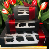 12 Hole cupcakes boxes with Red Ribbon bow