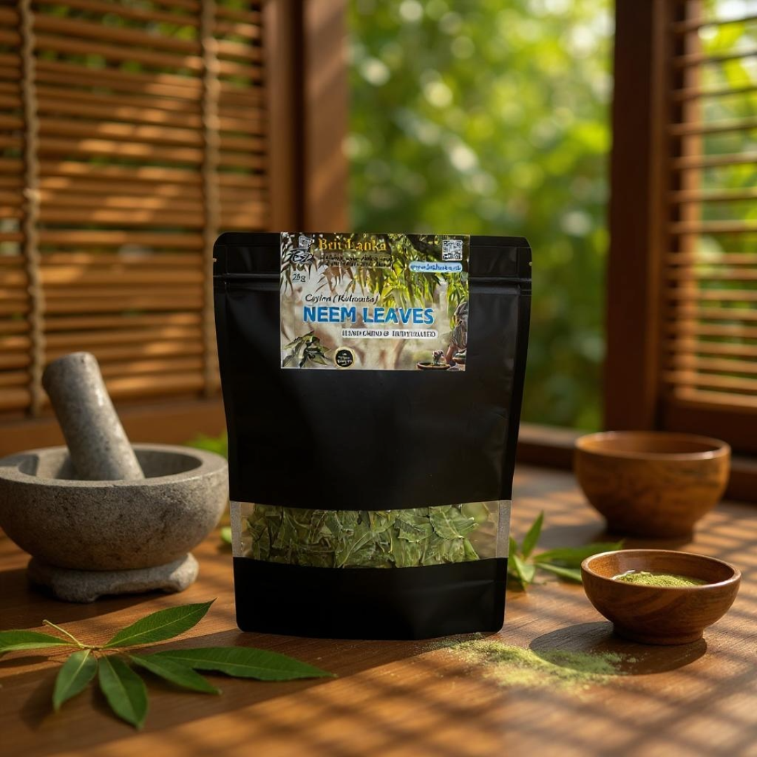 Bag of neem leaves with a natural background