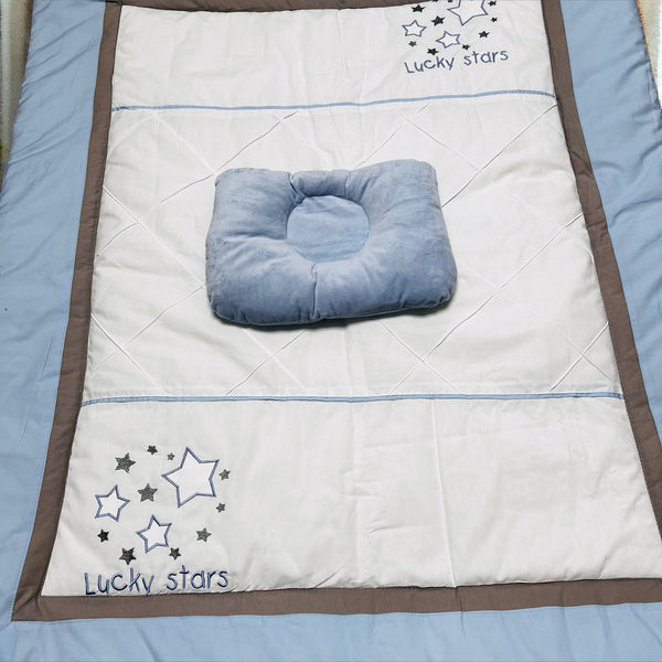 Hand Made Luxury Cotton Baby Quilted Toddler Cot Comforter With Pillow100 x115cm - S4